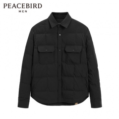 太平鳥男裝 薄款襯衫式羽絨服翻領波段外套B1ACA4224